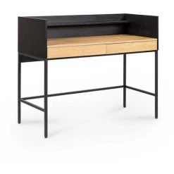 MOBILIER DECO ALPHA - Bureau Avec étagère Et Tiroirs En Bois Et Métal - Bois -France Bureau Soldes 2022 67168502 3