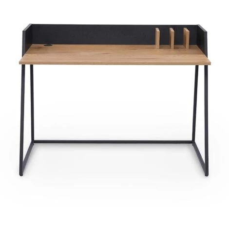 MOBILIER DECO LUIGI - Bureau Compact Avec Organisateur En Bois Et Métal - Bois 4 MOBILIER DECO LUIGI - Bureau Compact Avec Organisateur En Bois Et Métal - Bois – Image 2