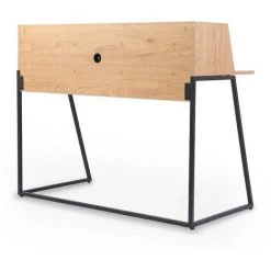 MOBILIER DECO JASPER - Bureau Compact Avec étagère En Bois Et Métal - Bois -France Bureau Soldes 2022 67168587 4