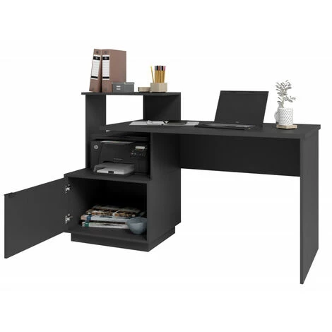 BEAUX MEUBLES PAS CHERS Bureau Et Rangement Intégré Noir 4 BEAUX MEUBLES PAS CHERS Bureau Et Rangement Intégré Noir – Image 2
