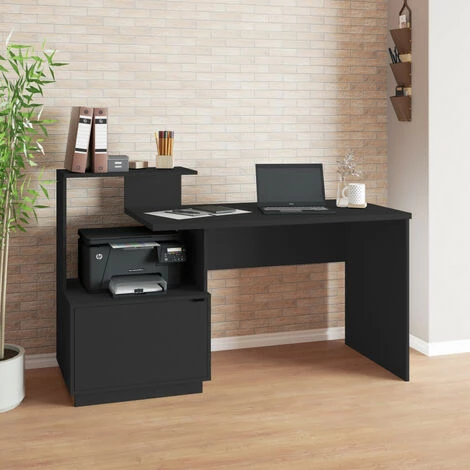 BEAUX MEUBLES PAS CHERS Bureau Et Rangement Intégré Noir 6 BEAUX MEUBLES PAS CHERS Bureau Et Rangement Intégré Noir – Image 4