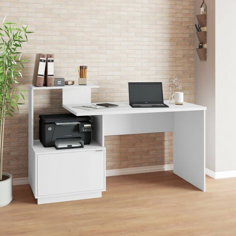 BEAUX MEUBLES PAS CHERS Bureau Et Rangement Intégré Blanc 4 BEAUX MEUBLES PAS CHERS Bureau Et Rangement Intégré Blanc – Image 2