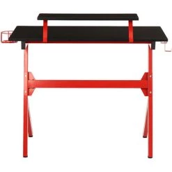 AUGIENB Bureau Gaming Table Gamer Bureau Informatique Avec 2 Crochets Porte-gobelet 95 X 50 X 88 Cm Noir -France Bureau Soldes 2022 67175777 5