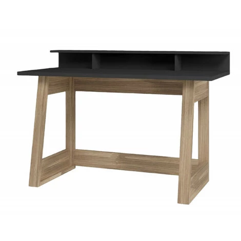 BEAUX MEUBLES PAS CHERS Bureau Et Surmeuble 135 Cm Chêne Et Noir 3 BEAUX MEUBLES PAS CHERS Bureau Et Surmeuble 135 Cm Chêne Et Noir