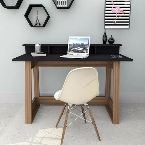 BEAUX MEUBLES PAS CHERS Bureau Et Surmeuble 135 Cm Chêne Et Noir 5 BEAUX MEUBLES PAS CHERS Bureau Et Surmeuble 135 Cm Chêne Et Noir – Image 3