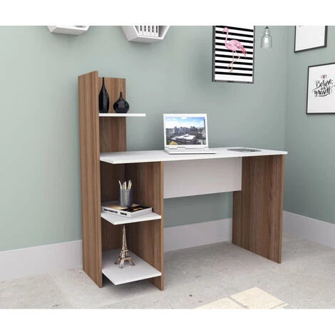 BEAUX MEUBLES PAS CHERS Bureau Et Rangement Intégré Blanc Châtaignier 4 BEAUX MEUBLES PAS CHERS Bureau Et Rangement Intégré Blanc Châtaignier – Image 2