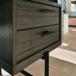 MEUBLETMOI Bureau L140 Cm En Bois D'acacia Cendré Avec Piètement En Métal - KUBI - Bois -France Bureau Soldes 2022 67176191 2