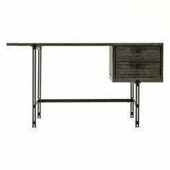 MEUBLETMOI Bureau L140 Cm En Bois D'acacia Cendré Avec Piètement En Métal - KUBI - Bois -France Bureau Soldes 2022 67176191 3