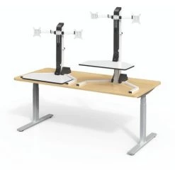 MAIDeSITe Poste De Travail Réglable En Hauteur, Double écran Bureau Assis-Debout Avec Plateau De Clavier Pour Moniteur PC, Clavier, Support Ordinateur Portable | Plate-Forme De 60x50cm, Capacité De 20 Kg - Blanc -France Bureau Soldes 2022 67176199 3