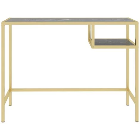 TRUE DEAL Bureau D'ordinateur Marbre Noir 100x36x74 Cm Verre Trempé 5 TRUE DEAL Bureau D'ordinateur Marbre Noir 100x36x74 Cm Verre Trempé – Image 3