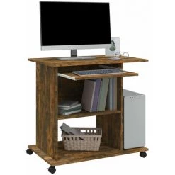 TRUE DEAL Bureau D'ordinateur Chêne Fumé 80x50x75 Cm Bois D'ingénierie -France Bureau Soldes 2022 67298226 5