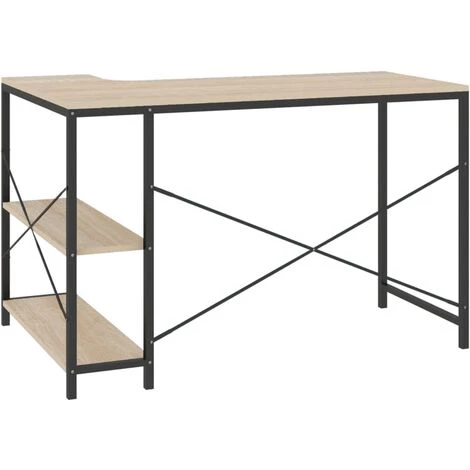 TRUE DEAL Bureau D'ordinateur Noir Et Chêne 110x72x70 Cm Aggloméré 7 TRUE DEAL Bureau D'ordinateur Noir Et Chêne 110x72x70 Cm Aggloméré – Image 5