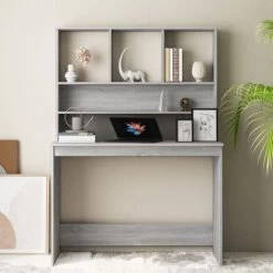 TRUE DEAL Bureau Avec étagères Sonoma Gris 110x45x157cm Bois D'ingénierie -France Bureau Soldes 2022 67301474 5