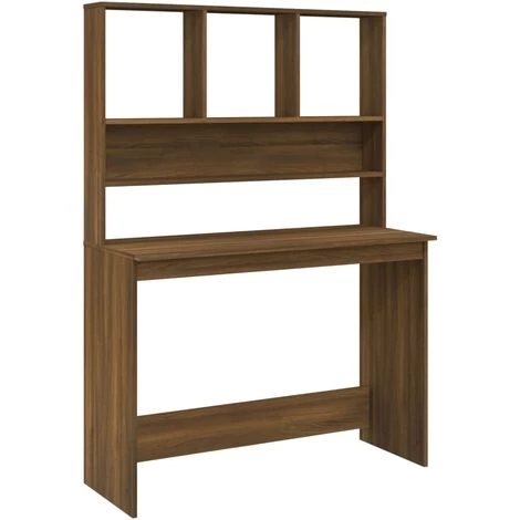 TRUE DEAL Bureau Et étagères Chêne Marron 110x45x157 Cm Bois D'ingénierie 4 TRUE DEAL Bureau Et étagères Chêne Marron 110x45x157 Cm Bois D'ingénierie – Image 2