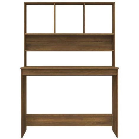 TRUE DEAL Bureau Et étagères Chêne Marron 110x45x157 Cm Bois D'ingénierie 5 TRUE DEAL Bureau Et étagères Chêne Marron 110x45x157 Cm Bois D'ingénierie – Image 3