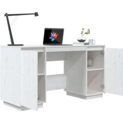 TRUE DEAL Bureau Blanc 140x50x75 Cm Bois Massif De Pin -France Bureau Soldes 2022 67307525 4