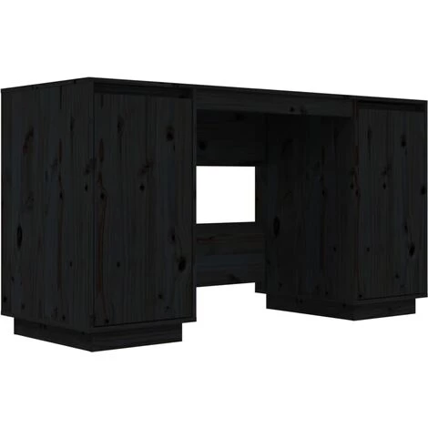 TRUE DEAL Bureau Noir 140x50x75 Cm Bois Massif De Pin 4 TRUE DEAL Bureau Noir 140x50x75 Cm Bois Massif De Pin – Image 2