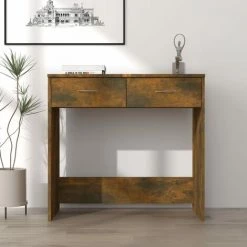 TRUE DEAL Bureau Chêne Fumé 80x40x75 Cm Bois D'ingénierie