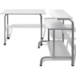 DOC&ET² Bureau D'ordinateur à 2 Pièces Avec Plateau à Clavier Blanc - Blanc 9 DOC&ET² Bureau D'ordinateur à 2 Pièces Avec Plateau à Clavier Blanc - Blanc -France Bureau Soldes 2022 67319222 3