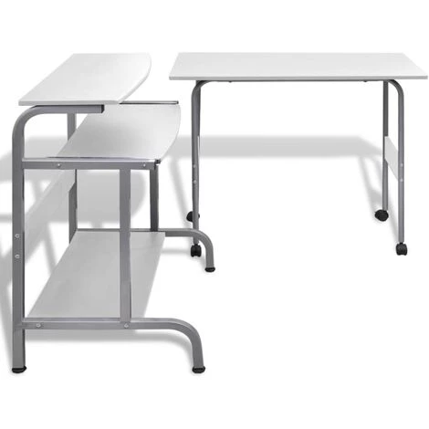 DOC&ET² Bureau D'ordinateur à 2 Pièces Avec Plateau à Clavier Blanc - Blanc 6 DOC&ET² Bureau D'ordinateur à 2 Pièces Avec Plateau à Clavier Blanc - Blanc – Image 4