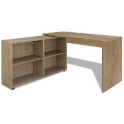 DOC&ET² Bureau D'angle 4 étagères Chêne - Brun