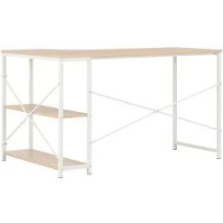 DOC&ET² Bureau D'ordinateur Blanc Et Chêne 120 X 72 X 70 Cm - Blanc -France Bureau Soldes 2022 67320798 4