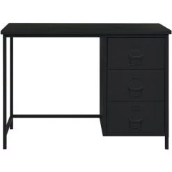 DOC&ET² Bureau Industriel Avec Tiroirs Noir 105x52x75 Cm Acier - Noir