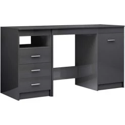 DOC&ET² Bureau Gris Brillant 140x50x76 Cm Aggloméré - Gris