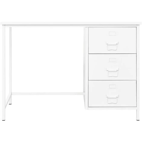 DOC&ET² Bureau Industriel Avec Tiroirs Blanc 105x52x75 Cm Acier - Blanc 3 DOC&ET² Bureau Industriel Avec Tiroirs Blanc 105x52x75 Cm Acier - Blanc