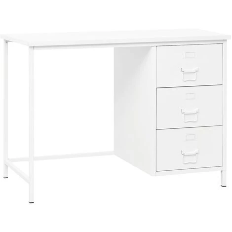 DOC&ET² Bureau Industriel Avec Tiroirs Blanc 105x52x75 Cm Acier - Blanc 4 DOC&ET² Bureau Industriel Avec Tiroirs Blanc 105x52x75 Cm Acier - Blanc – Image 2