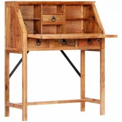 DOC&ET² Bureau 90x40x107 Cm Bois D'acacia Massif - Brun