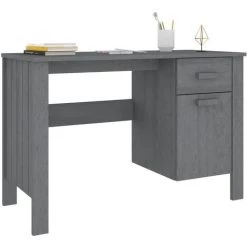 DOC&ET² Bureau Gris Foncé 113x50x75 Cm Bois Massif De Pin - Gris -France Bureau Soldes 2022 67322299 4