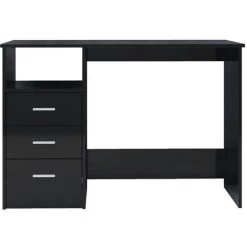 DOC&ET² Bureau Avec Tiroirs Noir Brillant 110x50x76 Cm Aggloméré - Noir -France Bureau Soldes 2022 67322319 4