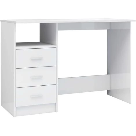 DOC&ET² Bureau Avec Tiroirs Blanc Brillant 110x50x76 Cm Aggloméré - Blanc 3 DOC&ET² Bureau Avec Tiroirs Blanc Brillant 110x50x76 Cm Aggloméré - Blanc