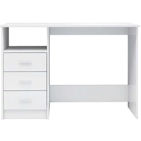 DOC&ET² Bureau Avec Tiroirs Blanc Brillant 110x50x76 Cm Aggloméré - Blanc 6 DOC&ET² Bureau Avec Tiroirs Blanc Brillant 110x50x76 Cm Aggloméré - Blanc – Image 4