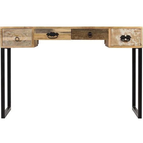 DOC&ET² Bureau Bois De Manguier Massif Et Cuir Véritable 117x50x76 Cm - Brun 3 DOC&ET² Bureau Bois De Manguier Massif Et Cuir Véritable 117x50x76 Cm - Brun