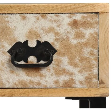 DOC&ET² Bureau Bois De Manguier Massif Et Cuir Véritable 117x50x76 Cm - Brun 7 DOC&ET² Bureau Bois De Manguier Massif Et Cuir Véritable 117x50x76 Cm - Brun – Image 5