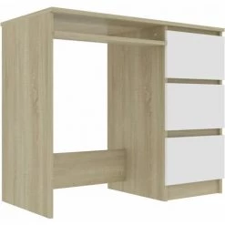 DOC&ET² Bureau Blanc Et Chêne Sonoma 90x45x76 Cm Aggloméré - Blanc