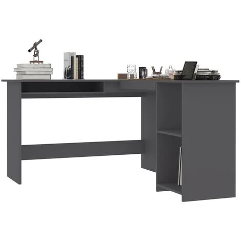 DOC&ET² Bureau D'angle En Forme De L Gris 120x140x75 Cm Aggloméré - Gris 5 DOC&ET² Bureau D'angle En Forme De L Gris 120x140x75 Cm Aggloméré - Gris – Image 3