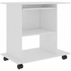 DOC&ET² Bureau D'ordinateur Blanc Brillant 80x50x75 Cm Aggloméré - Blanc