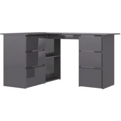 DOC&ET² Bureau D'angle Gris Brillant 145x100x76 Cm Aggloméré - Gris