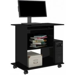 DOC&ET² Bureau D'ordinateur Noir Brillant 80x50x75 Cm Aggloméré - Noir -France Bureau Soldes 2022 67322747 3