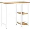 DOC&ET² Bureau D'ordinateur Blanc/chêne Clair 80x40x72 Cm MDF Et Métal - Brun