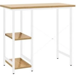 DOC&ET² Bureau D'ordinateur Blanc/chêne Clair 80x40x72 Cm MDF Et Métal - Brun -France Bureau Soldes 2022 67323097 5