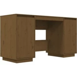 DOC&ET² Bureau Marron Miel 140x50x75 Cm Bois Massif De Pin - Brun
