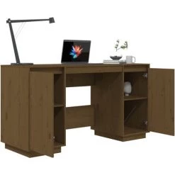 DOC&ET² Bureau Marron Miel 140x50x75 Cm Bois Massif De Pin - Brun -France Bureau Soldes 2022 67323481 4