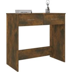 DOC&ET² Bureau Chêne Fumé 80x40x76 Cm Bois D'ingénierie - Brun -France Bureau Soldes 2022 67323485 3