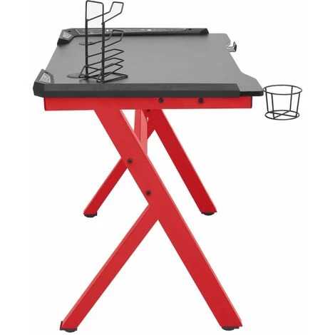 DOC&ET² Bureau De Jeu à LED En Forme De Y Noir Et Rouge 110x60x75 Cm - Noir 7 DOC&ET² Bureau De Jeu à LED En Forme De Y Noir Et Rouge 110x60x75 Cm - Noir – Image 5