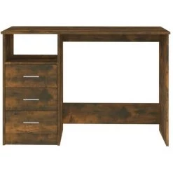 DOC&ET² Bureau Avec Tiroirs Chêne Fumé 110x50x76 Cm Bois D'ingénierie - Brun -France Bureau Soldes 2022 67323638 4