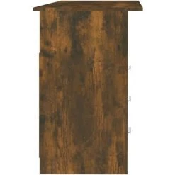 DOC&ET² Bureau Avec Tiroirs Chêne Fumé 110x50x76 Cm Bois D'ingénierie - Brun -France Bureau Soldes 2022 67323638 5